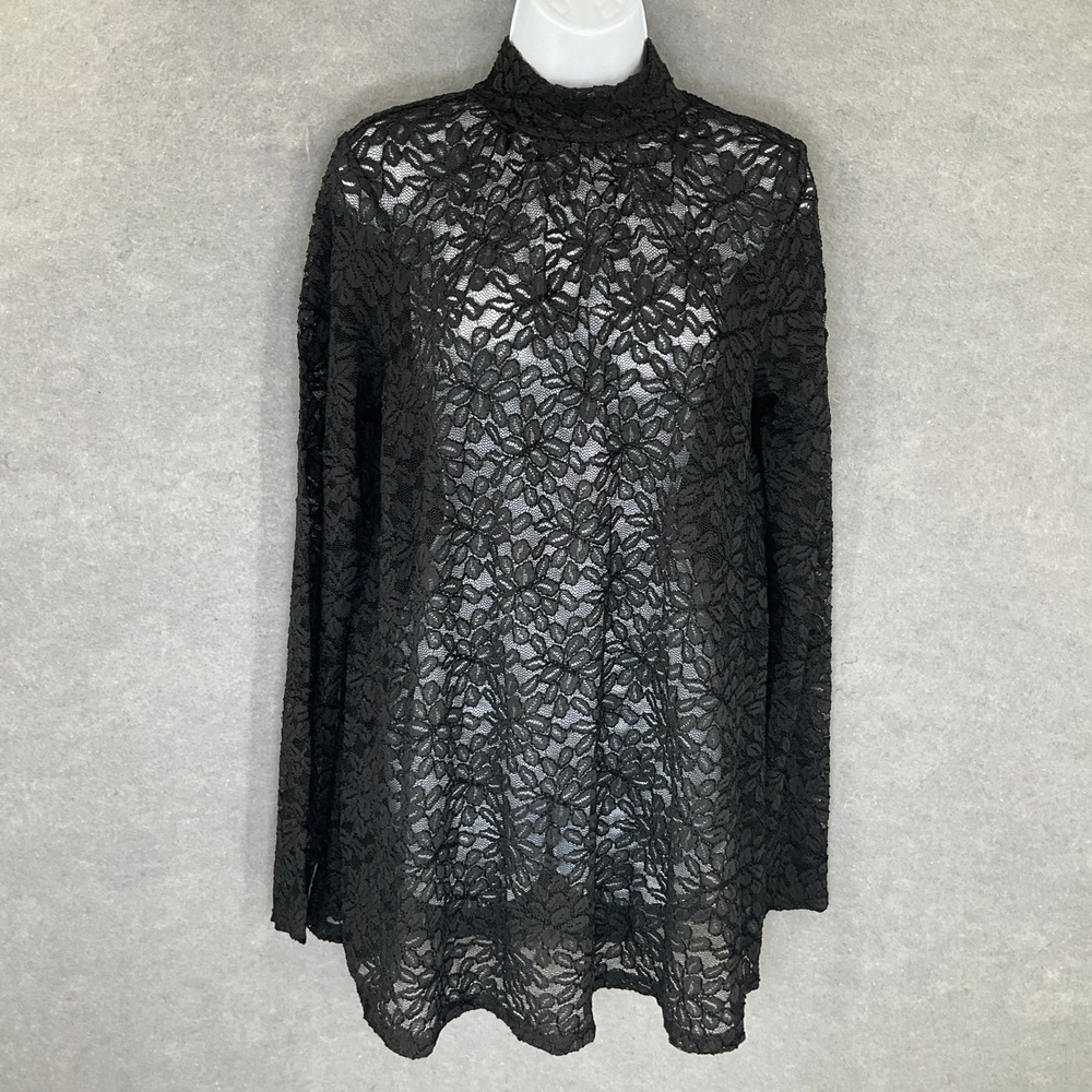 Jessica Simpson Maternity Top Womens Sz S Black Floral Lace Sheer Whimsigoth
